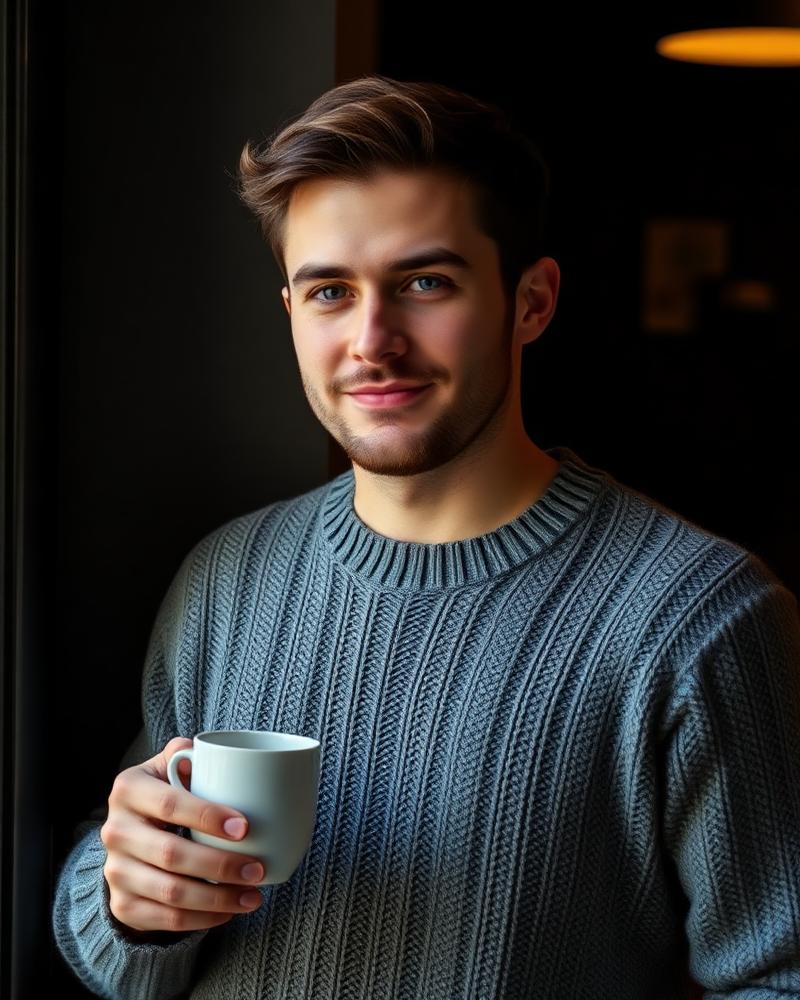 John, holding a coffee mug
